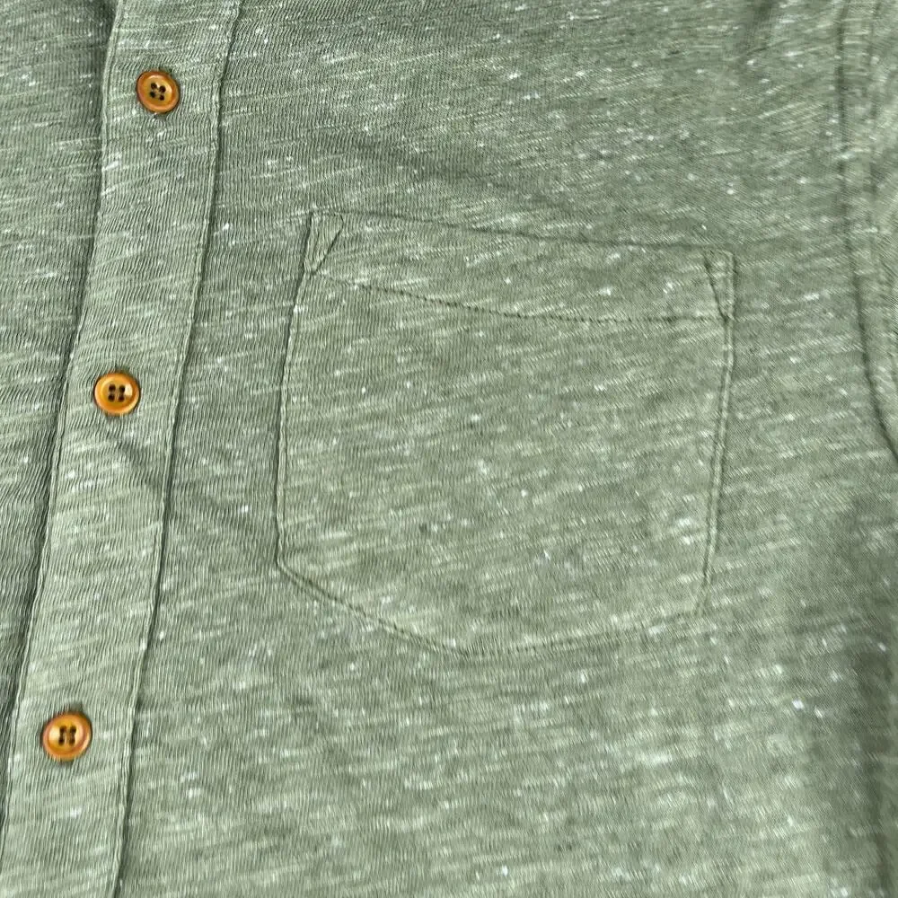 Lucky Brand Shirt Medium Green Heather Casual Button Up Short Sleeve Mens
